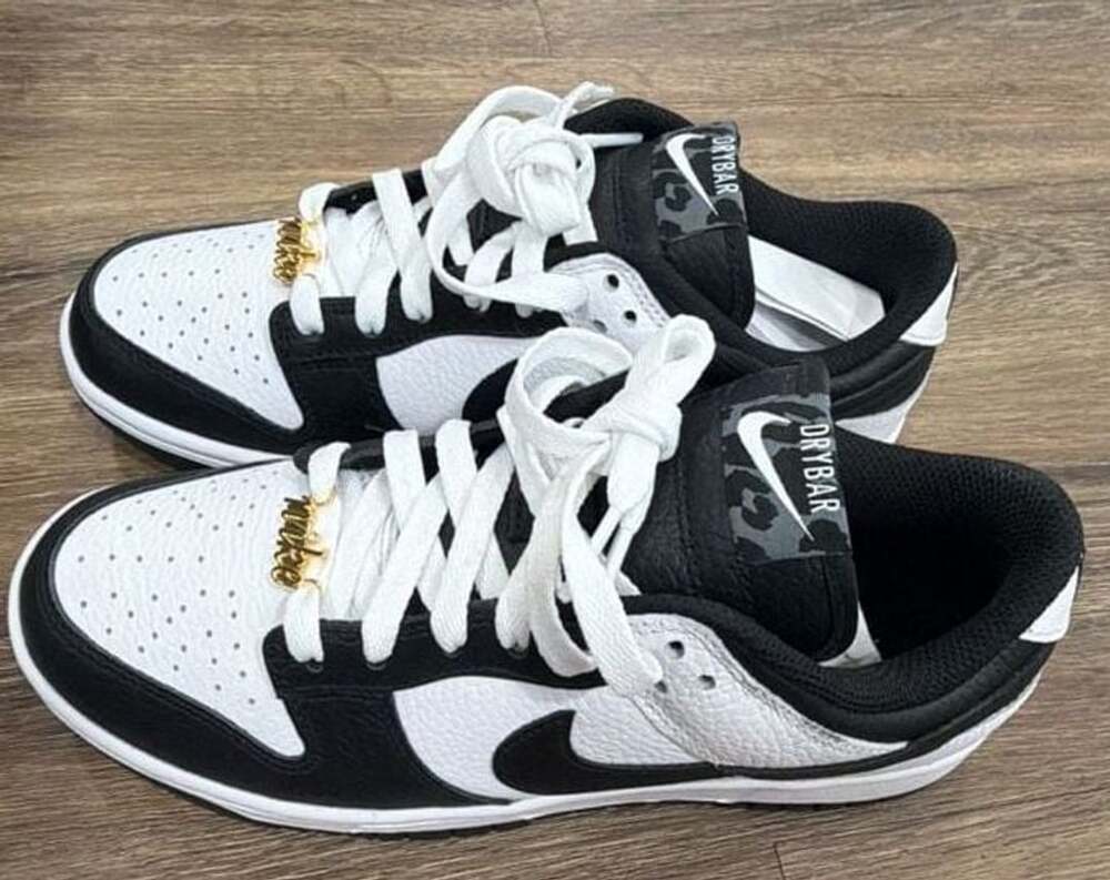 Nike Dunk Low 'World Champ' Black and White Sneakers with Custom Drybar Branding